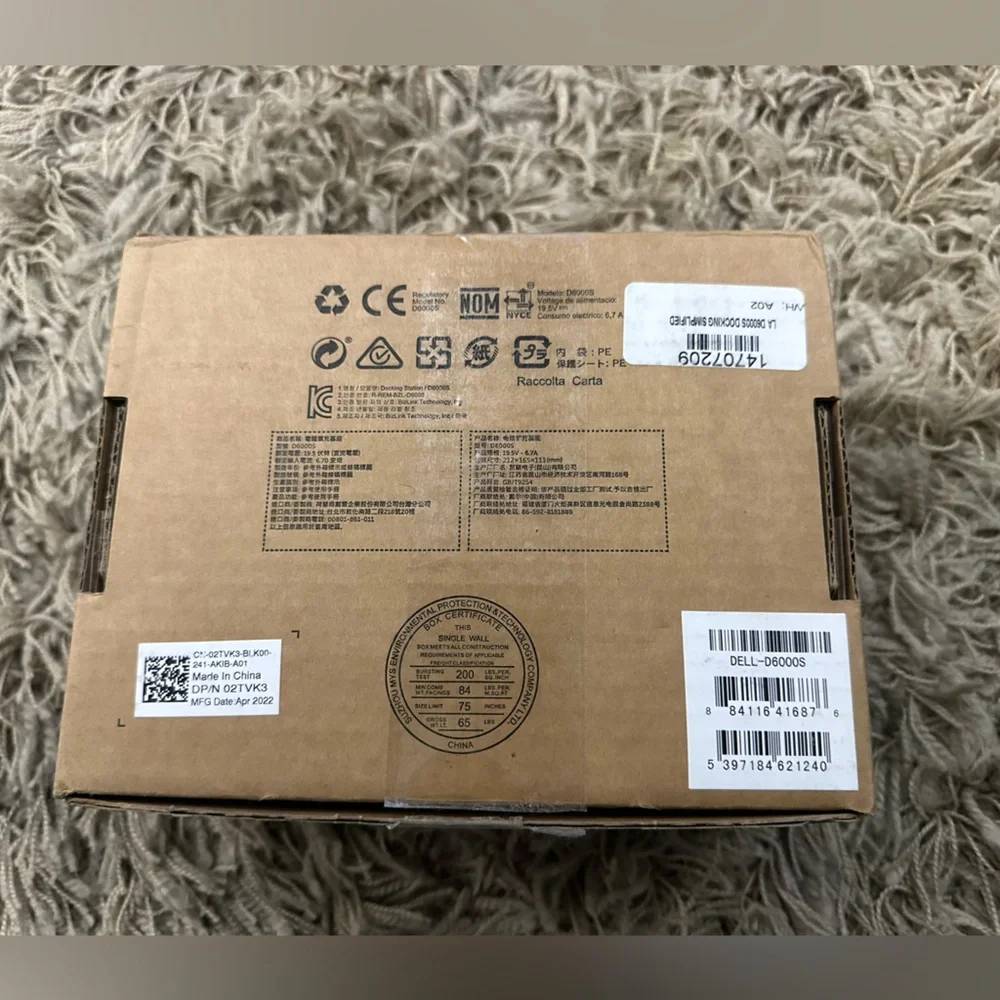 Dell D6000 USB-C Universal 4K Docking Station 130W Power Adapter & DisplayLink